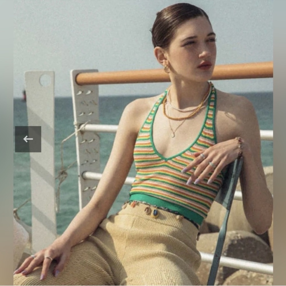 New Zara viscose Striped Halter Top - Picture 4 of 9